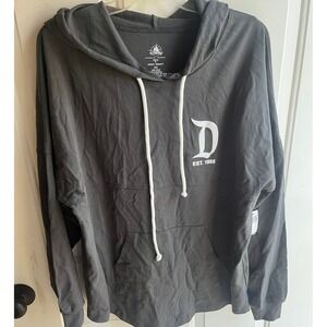 NEW Disneyland Grey Hooded‎ Long Sleeve Kangaroo Pocket Spirit Jersey Sz Medium